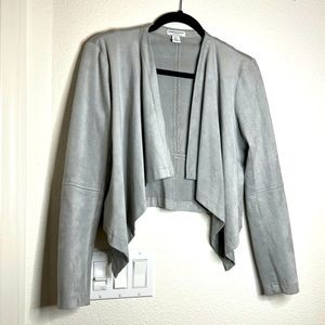 Faux Suede Jacket Light Grey, size Small